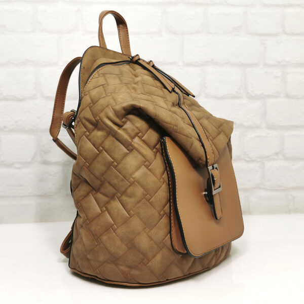 Дамска раница Мария С кафява-брик от Италия - EvrikaShop