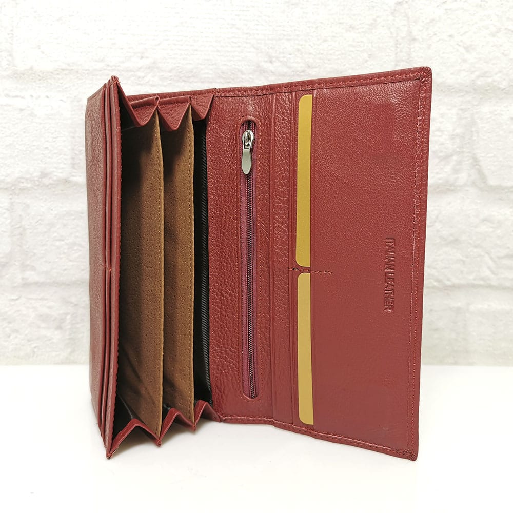 damsko-portmone-1653N-3 Дамско голямо портмоне естествена кожа бордо - EvrikaShop