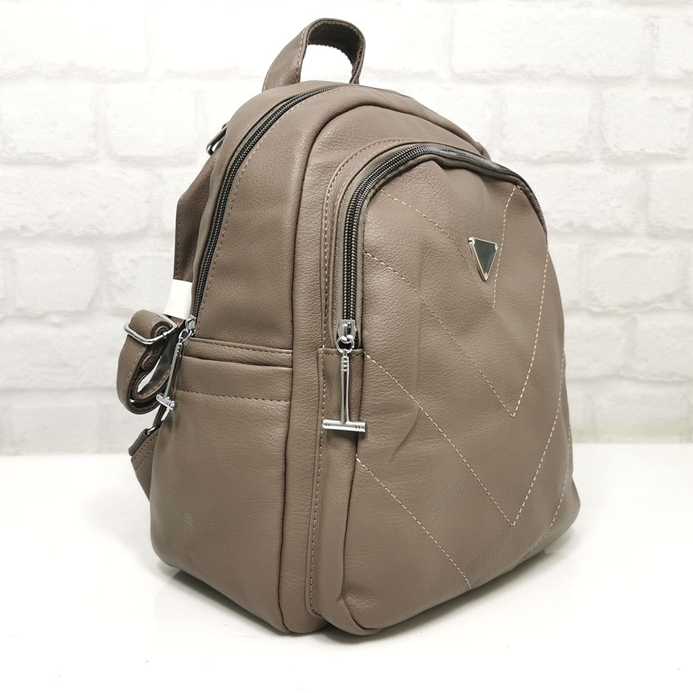 ranica-8016-1-1 Дамска раница бежова, средно голяма - EvrikaShop