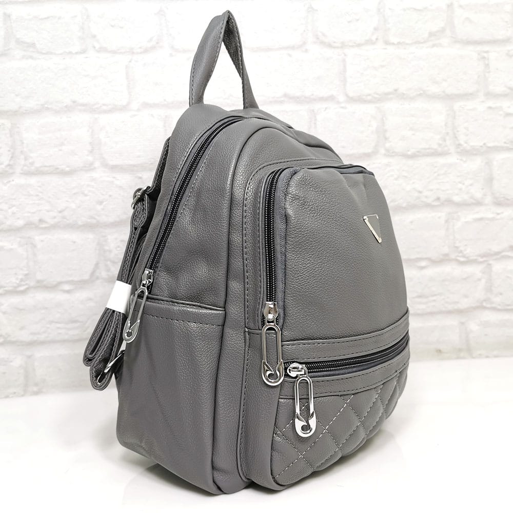 ranica-8031-2 Раница от еко кожа 8031СВ сива, средно голяма