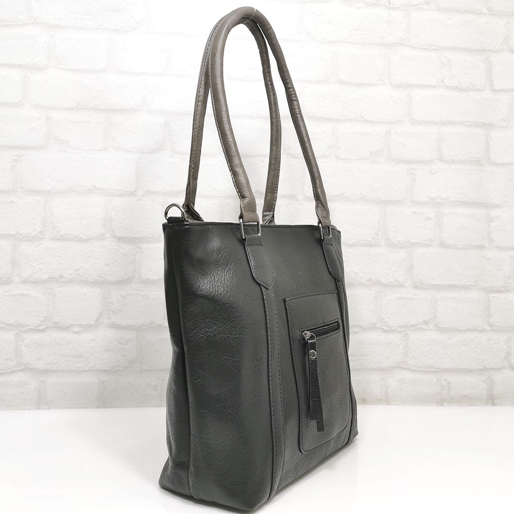 damska-chanta-9163-7 Черна чанта Еврика с бежови дръжки - EvrikaShop