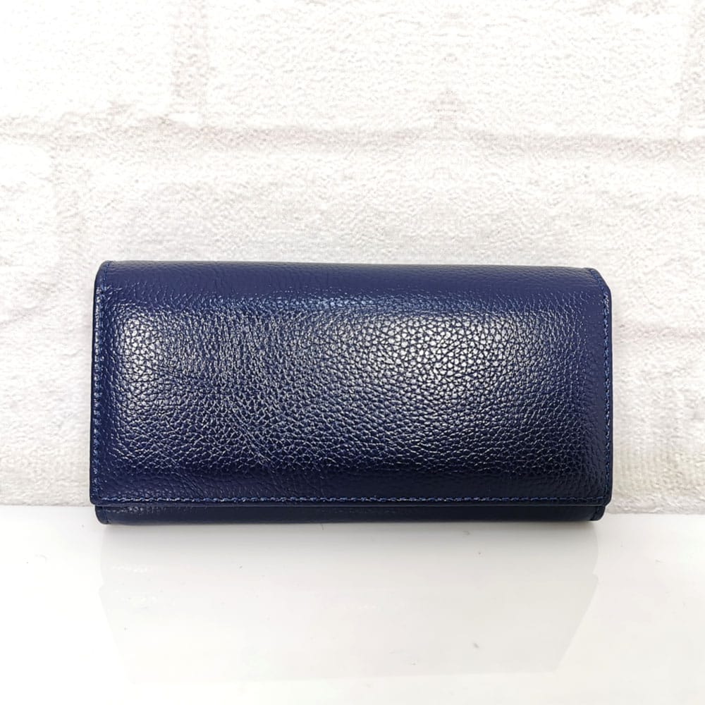 portmone-w34no Дамско портмоне естествена кожа W34-1ТС тъмно синьо, голямо