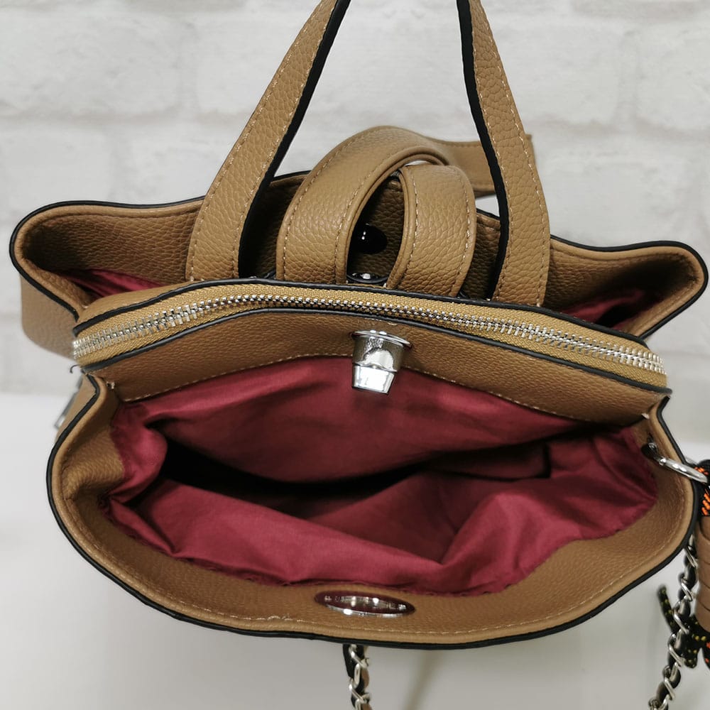 ranica-n6608-2 Дамска елегантна раница Еврика бежова - EvrikaShop