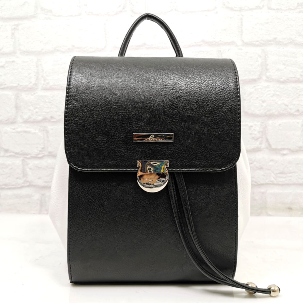 chanta-101012 Раница Еврика 101012НБ черна с бяло, средно голяма