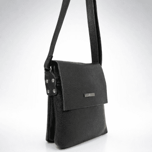 Мъжка чанта 101017-1Н черна, от естествена кожа, средно голяма