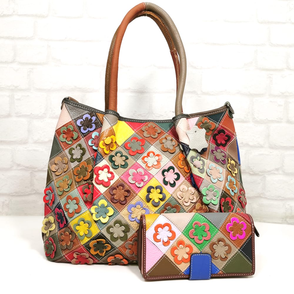 chanta-estestvena-koja 8828-3 Комплект чанта и голямо портмоне 8828/605-3P, естествена кожа