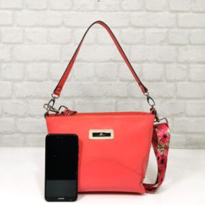 Чанта "Еврика" 10EK-1KO цвят "корал" от естествена кожа, средно голяма