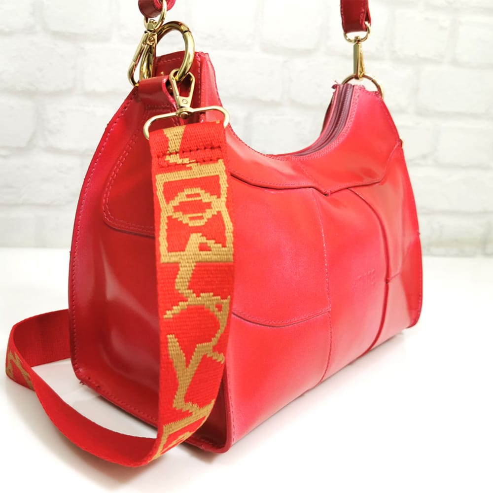 damska-chanta-CH64-3 Чанта Еврика CH-64CH червена от естествена кожа, средно голяма