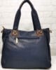 Дамска чанта 6002-25TS тъмно синя с кафяво, мека, голяма А4