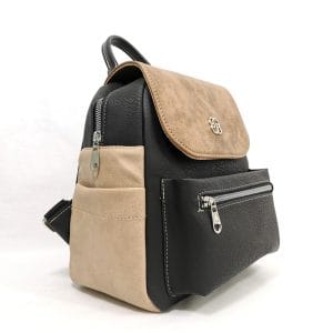 Дамска раница 2464HBE черна с бежово, средно голяма