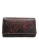 Портмоне от естествена кожа, черно с червена бродерия, голямо-GAP 3015HCH