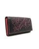 Портмоне от естествена кожа, черно с розова бродерия, голямо-GAP 3015HRO Портмоне от естествена кожа, черно с розова бродерия, голямо-GAP 3015HRO