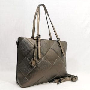 Дамска чанта златисто-кафява с метален отблясък, голяма 363ZK