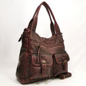 Дамска чанта бордо, преливащо към черно, голяма 442BO