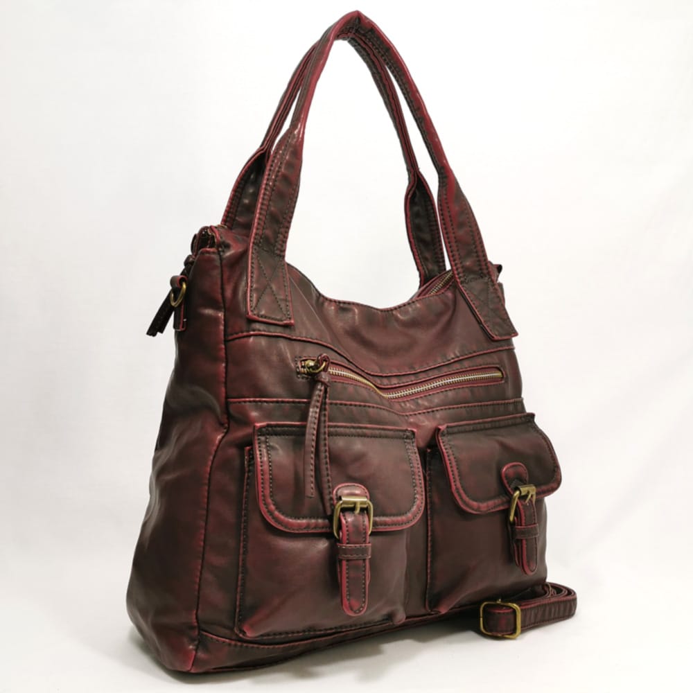 damska-chanta-442 Дамска чанта бордо, преливащо към черно, голяма 442BO