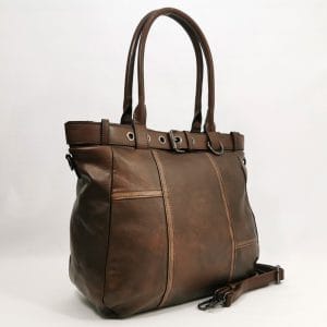 Дамска чанта тъмно кафява на места с изтъркан ефект 447KF