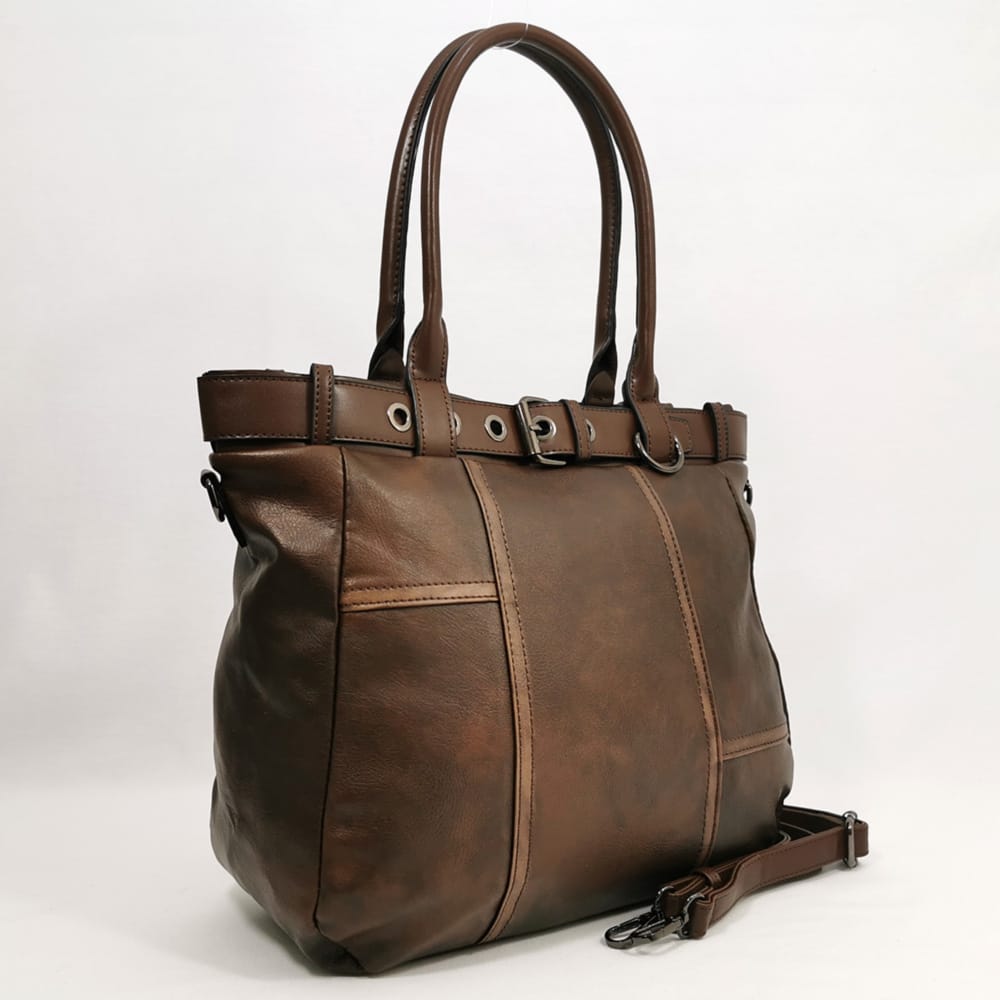 damska-chanta-447-1 Дамска чанта тъмно кафява на места с изтъркан ефект 447KF