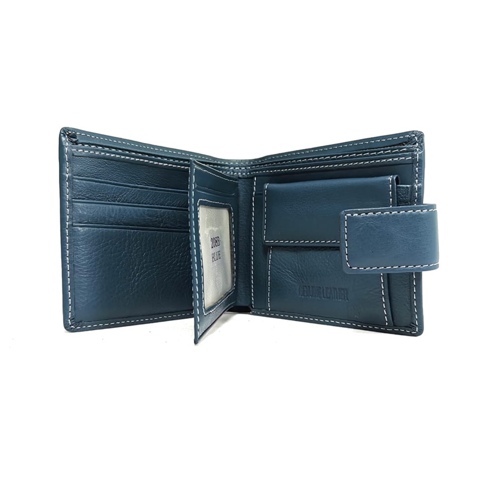 portfejl-208-3 Портфейл от синя естествена кожа модел 208S