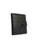 Вертикален черен портфейл от естествена кожа с френски монетник 3827H