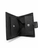 Вертикален черен портфейл от естествена кожа с френски монетник 3827H