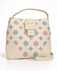 Дамска чанта с цветен принт 2549EK екрю с цветове, средна Дамска чанта с цветен принт 2549EK екрю с цветове, средна