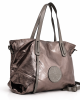 Дамска чанта металик 6621-60L сива с лилав оттенък, голяма Дамска чанта металик 6621-60L сива с лилав оттенък, голяма