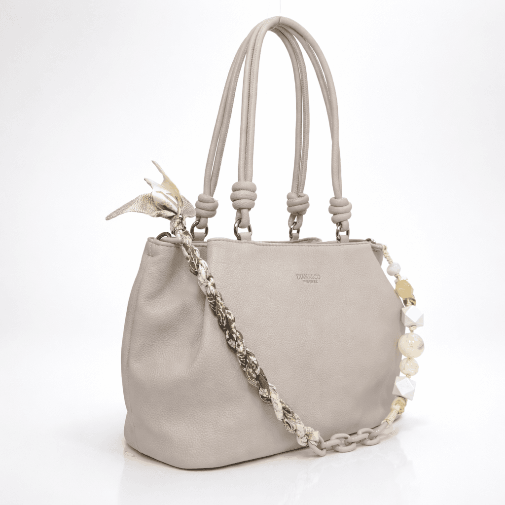 chanta-920-3 Дамска чанта с три прегради в модерен бледо лилав цвят