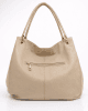 Бежова дамска чанта с пискюл N1163BE голяма