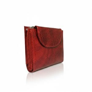 Портмоне от естествен лак, червено, малко, вертикално 44-1CH