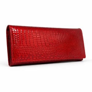 Портмоне от естествен лак, червено, голямо 634CHL