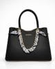 Дамска черна елегантна чанта с декоративна верижка и малко портмоне 0016H