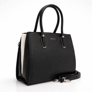 Дамска черна чанта с къси дръжки за работа – профил, елегантна дамска чанта с дълга презрамка