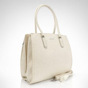 Дамска екрю чанта с къси дръжки за работа – профил, елегантна дамска чанта с дълга презрамка