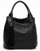 Черна дамска чанта с пискюл 357H голяма