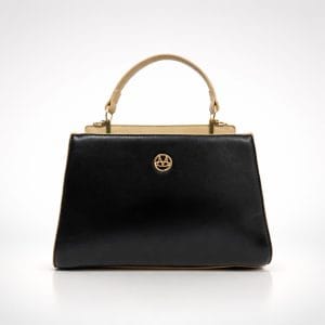 Дамска двуцветна елегантна чанта с къса и дълга дръжка