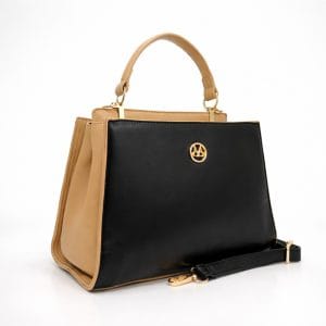 Дамска двуцветна елегантна чанта с две прегради , профил