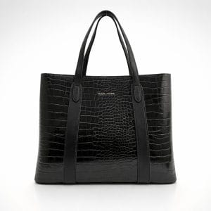 Начало Елегантна дамска чанта с кроко ефект
