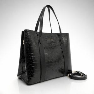 Начало Дамска чанта David Jones черна с кроко ефект