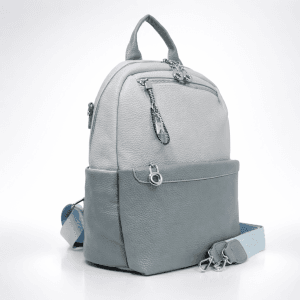 Начало светлосиня дамска раница с допълнителма текстилна дръжка