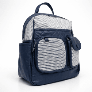 Голяма тънбо синя раница с удобни джобове профил