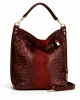 Ефектна кожена чанта с кроко принт 1196BO бордо, голяма Ефектна кожена чанта с кроко принт 1196BO бордо, голяма