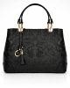 Kожена чанта с релефна щампа 18888H черна, средно голяма