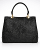 Kожена чанта с релефна щампа 18888H черна, средно голяма