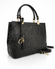 Kожена чанта с релефна щампа 18888H черна, средно голяма