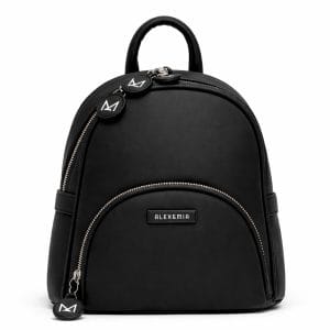 черна дамска раница с преден джоб и метален цип