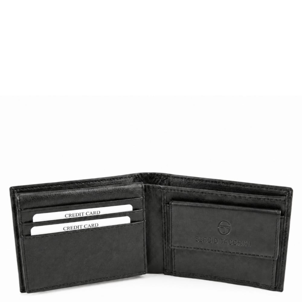 50066P036H-3 Портфейл Sergio Tacchini без копче от естествена кожа с вътрешен монетник с копче тик-так