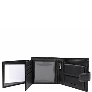 Портфейл от естествена кожа ST141Н, черен, хоризонтален, голям